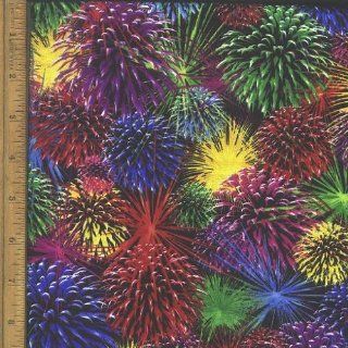42 X 44 Fabric Fireworks in Red, Green, Blue, Purple