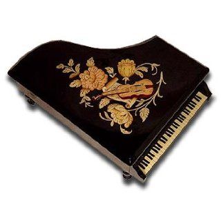 Hand Inlaid Violin, Flowers, Notes, Perfect Grand Piano