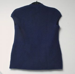 Vintage Hermes Jessy 100 Wool Navy Blue Sweater Vest with H