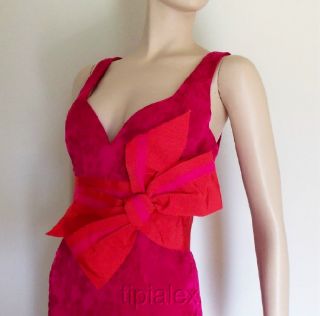 6990 Spectacular Carolina Herrera Ribbon Bow Textured Gown Dress Sz 8