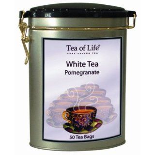 Tea Of Life White Tea Series, Pomegranate, 50 Count Tins (Pack of 6