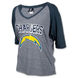 New Era NFL San Diego Chargers 3/4 Oversized Raglan Womens V Neck