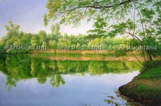  Painting Paintings Canvas Realism Landscape Art Lake Reflection