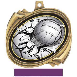 Volleyball Bust Out Insert Medals M 2201V GOLD/PURPLE