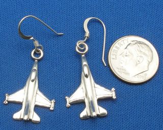 16C Fighting Falcon Earrings, Hand Crafted Sterling Silver 1/700