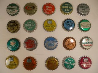 Mixed Lot 20 Vintage Unused Soda Bottle Cap Canada Dry Ginger Ale Pale