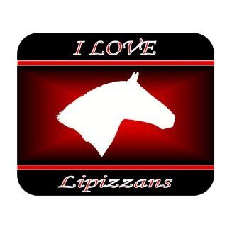 I Love Lipizzan Horses Mouse Pad   Red Design