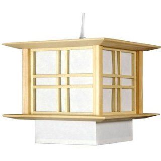 Oriental Furniture Best Bargain Swag Lamp, 10 Inch Akida Japanese Wood