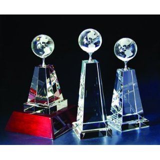 Crystal Tipped Globe Beveled Tower Crystal Award   Medium