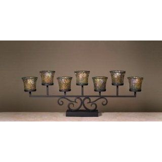 Iron & Mossaic Glass Centerpiece Mantel Candle Holder