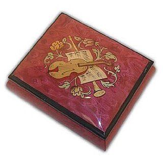 Exquisite Instrumental Inlayed Sorrento Red Wine Musical Jewelry Box