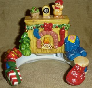 Christmas Fireplace Holiday Candle Topper