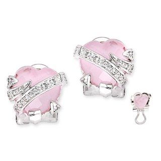 Simulated Baby Pink Gemstone C.Z. Diamond Wrapped Heart