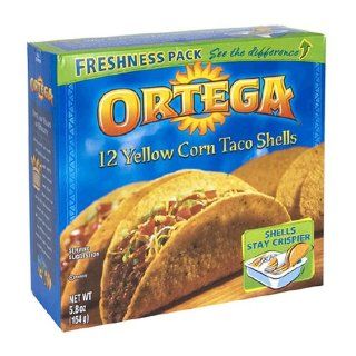 Ortega Yellow Corn Taco Shells, 12 Count, 5.8 Ounce Boxes (Pack of 12