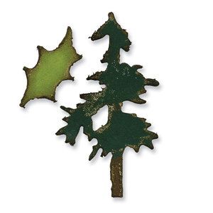 Tim Holtz Sizzix Die MINI PINE TREE HOLLY Movers Shapers Set