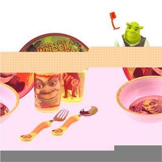 Shrek 2 6 Piece Plastic Dinnerware Set   Plate, Bowl