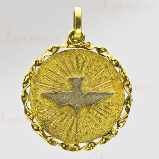 Cartier Vintage Two Tone 18K Gold Holy Ghost Dove Medallion Pendant