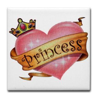Tile Coaster (Set 4) Princess Crowned Pink Heart
