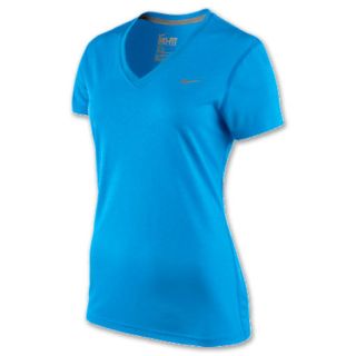 Nike V Neck Legend Dri FIT Womens Tee Shirt Blue