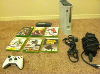 White Xbox 360 Console with 7 Games and Accessories Lot