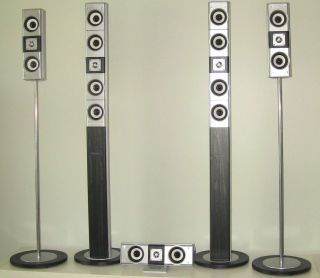 HOME THEATER SPEAKERS 5 1 Aluminum and wood finish 800 watts retails