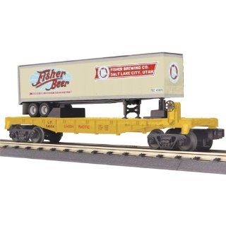 MTH Railking Union Pacific Flat Car w/ Trailer   Fishers