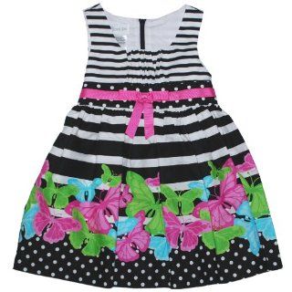 Bonnie Jean Girls 2T 4T Black/White Stripe Butterfly Dress