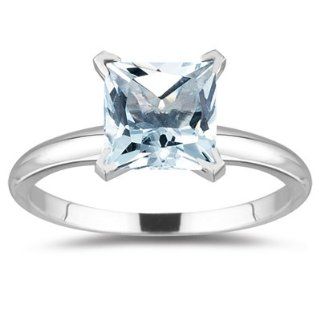 69 Cts Sky Blue Topaz Solitaire Ring in 18K White Gold 9.0 Jewelry