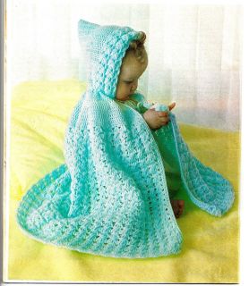  Baby Infant Lacy Hooded Cape Crochet Pattern Sz 18 19 Chest