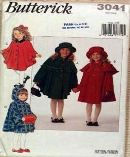Sewing Pattern Girls Cape with Hood or Hat 2 6yr