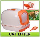 New Deluxe Cat Litter Kitty Pan Pet Box Enclosed w Scoop w Deep Entry
