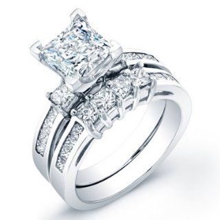 Carat princess cut diamond engagement ring and band SI G H (G.R.A