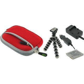 4n1 Neoprene Sleeve Case (Red) and / NP 40 AC DC Charger