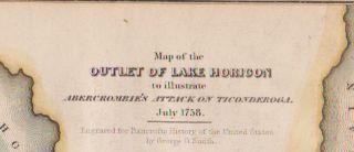  Map Fort Ticonderoga 1758 Lake Horicon Champlain New York Hand Colored
