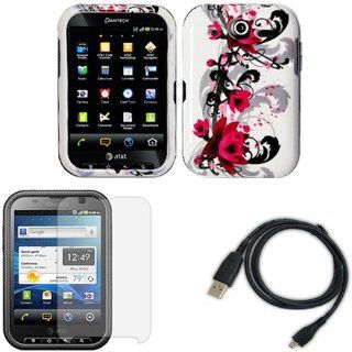 iFase Brand Pantech Pocket P9060 Combo Red Flower on White
