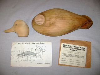 Vintage 1977 RE Hornick Bluebill Wood Duck Decoy Kit w/ Instructions