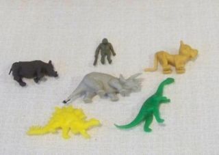 Vintage Lot of Plastic Animals Plus A Cave Man