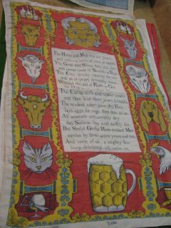 Vintage Irish Linen Tea Towel Ulster Horse Rum Poem