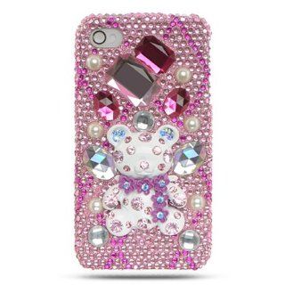 iPhone 4 Full Diamond 3D Hot Pink Bear Case iPhone 4S/4