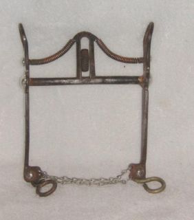 Vintage Spade Iron Bit with Silver Inlaid Shanks Horse Bridle Harness