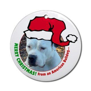 MERRY CHRISTMAS FROM AN AMERICAN BULLDOG Ornament Round