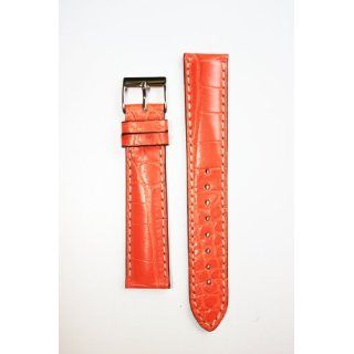 22mm Handmade in Italy Orange Genuine Center Cut Alligator Watchband