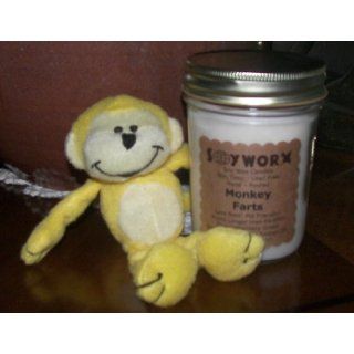 Monkey Farts 8 Ounce Soy Candle Gift Set with Yellow Plush