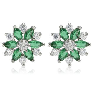 HOT FASHION JEWELRY GREEN EMERALD MARQUISE CUT 18K WHITE GOLD PLATED