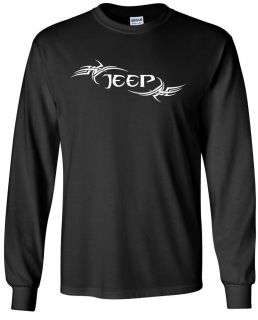 Tribal Jeep Wrangler Design Long Sleeve Black T Shirt