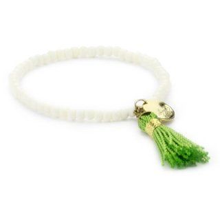 Depyc More Than Tassels Bone Beads Green Stretchable Bracelet