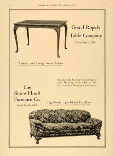 1920 Ad Stone Hoult Furniture Grand Rapids Table Sofa   ORIGINAL