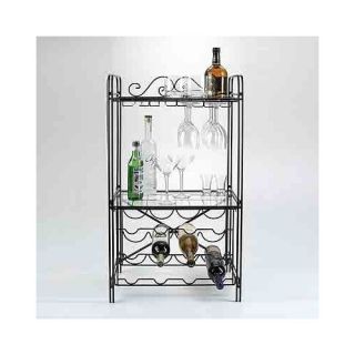 Concept Housewares 3 Tiered Black Metal Glass Top Floor Wine Stemware