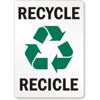 Recycle (with graphic) (Bilingual) Label, 14 x 10