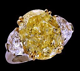Ct Yellow Canary Diamonds 3 Stone Ring Gold White